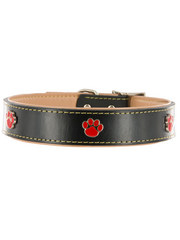 Kakadu Pet Paw Print Decorative Leather Collar