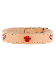 Kakadu Pet Paw Print Decorative Leather Collar