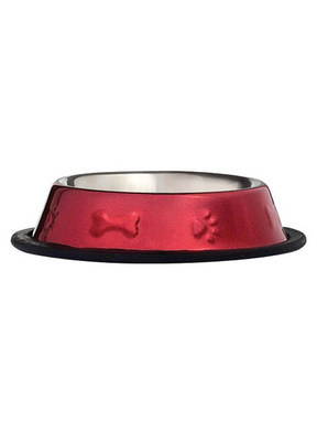 Pet Edge Bone & Paw Embossed Stainless Steel Bowl